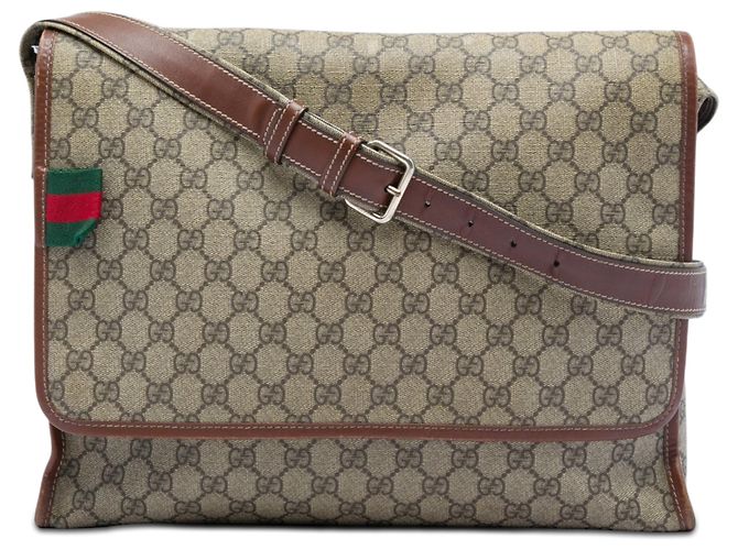 Borsa a tracolla Gucci GG Supreme Web beige