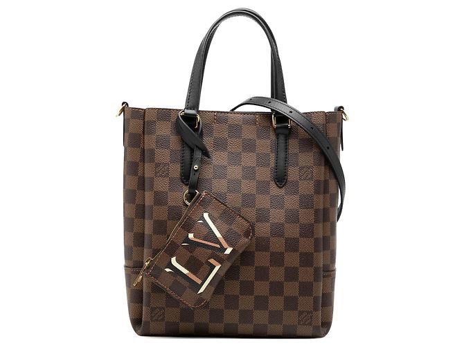 Brauner Louis Vuitton Damier Ebene Belmont PM Satchel