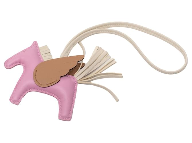 Pink Hermès Milo lambskin and Swift Calfskin Rodeo Pegase Bag Charm PM Key Chain 