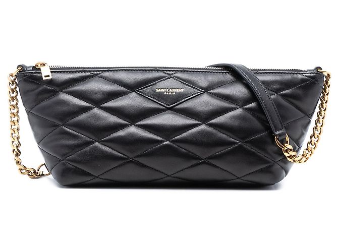 Borsa a tracolla Mini Quilted Lambskin Sade nera Saint Laurent Nero