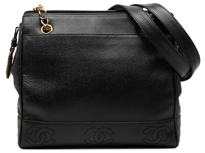 Borsa a tracolla Chanel Triple CC Caviar nera Nero