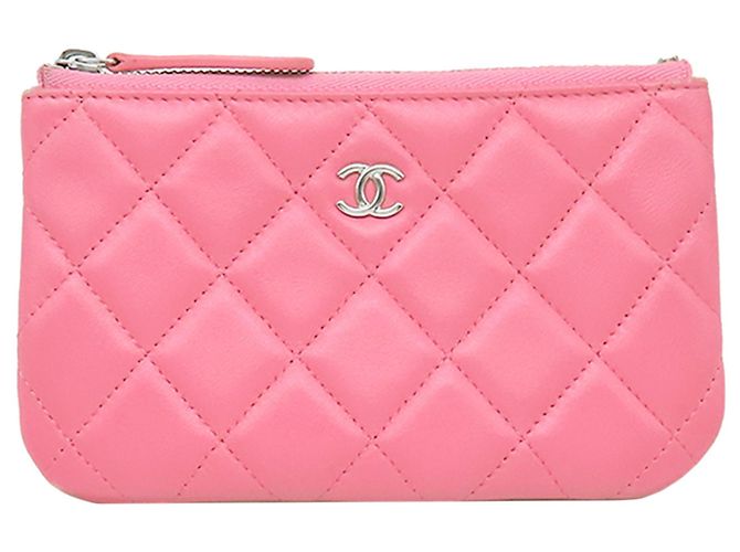 Pink Chanel CC gestepptes Lammleder Pouch