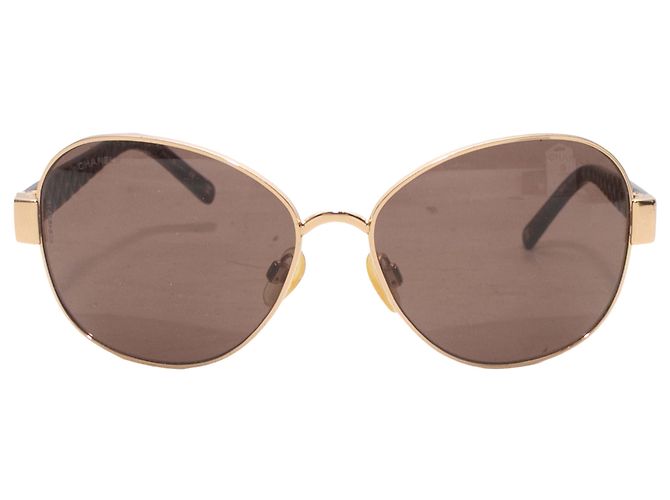 Occhiali da sole Chanel Oversized in metallo dorato D'oro