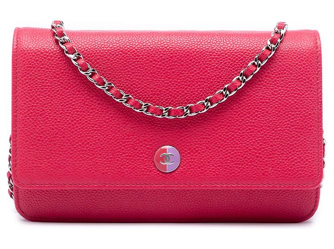 Borsa a tracolla Chanel Caviar Bicolor CC Wallet On Chain rosa