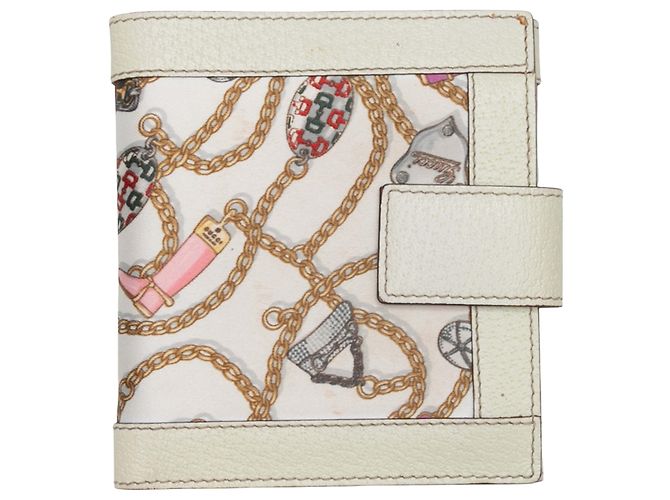 White & Multicolor Gucci Silk & Leather Charmy Wallet