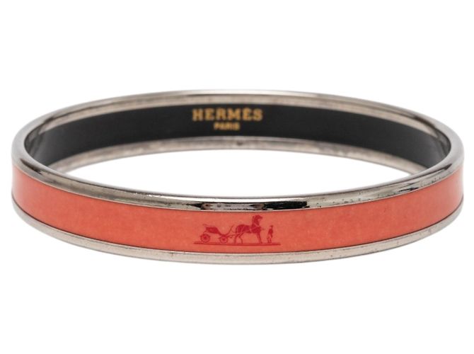 Bracciale in smalto stretto Orange Hermès Narrow Caleche 65 Arancione