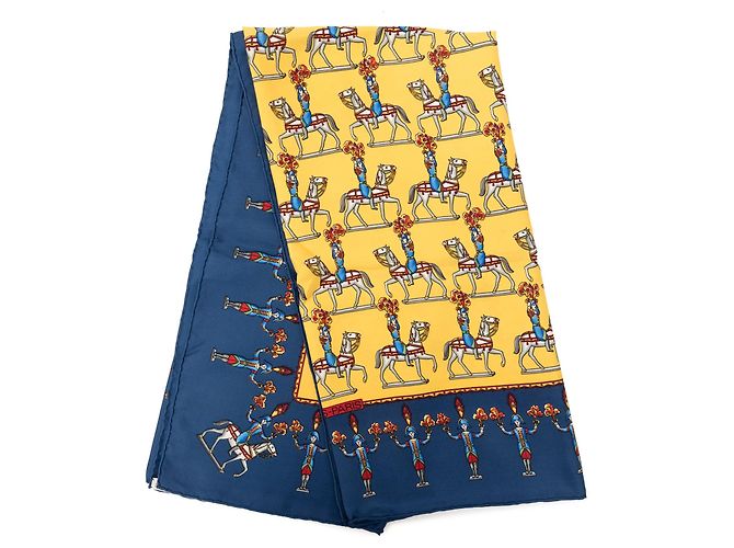 Sciarpa in seta Hermès Les Artificiers 90 blu