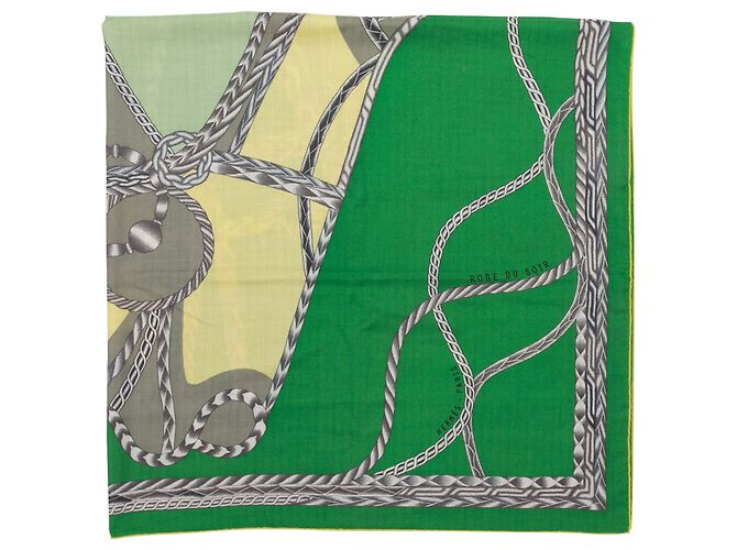Hermès Sciarpa da sera in cashmere e seta Hermes Verde e Multicolore 