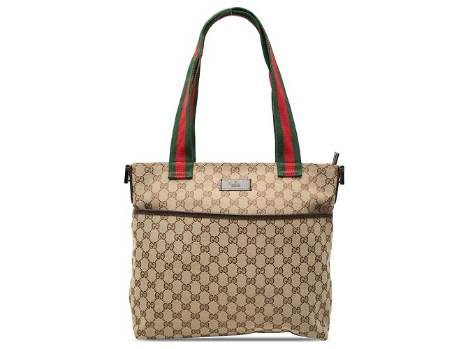 Bolsa Gucci GG Canvas Web bege