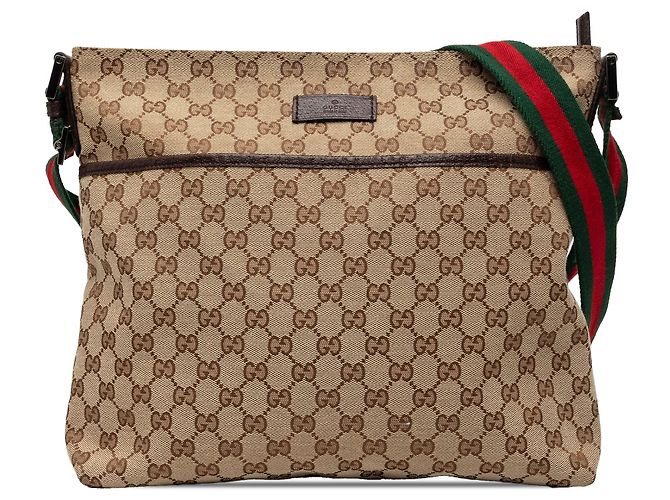 Bolsa transversal Gucci GG Canvas Web bege