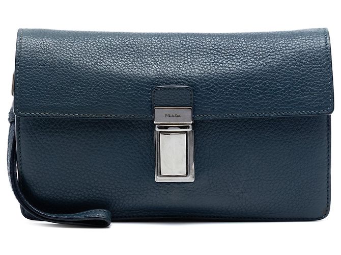 Clutch Prada Vitello Daino blu