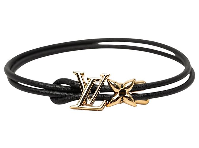 Schwarzes Louis Vuitton LV Bloom Lederarmband