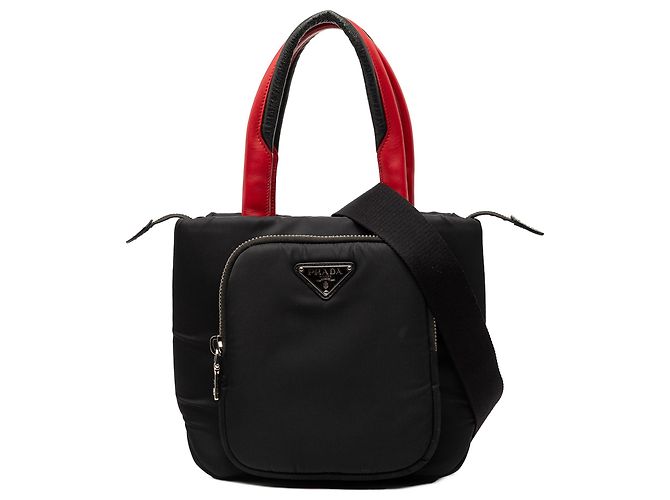 Borsa a mano cargo Prada Small Tessuto Pocket Top Handle nera Satchel Nero