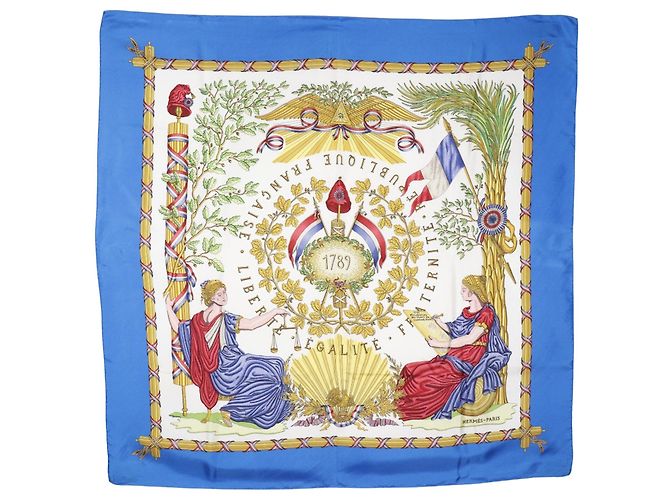 Sciarpa in seta Multi Hermès Republique Francaise Liberte Egalite Fraternite 1789 Multicolore