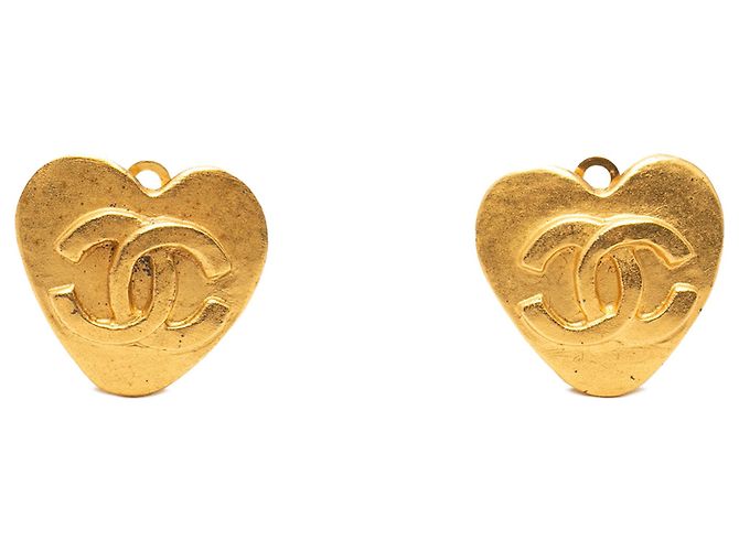 Orecchini a clip a cuore placcati oro Gold Chanel CC D'oro