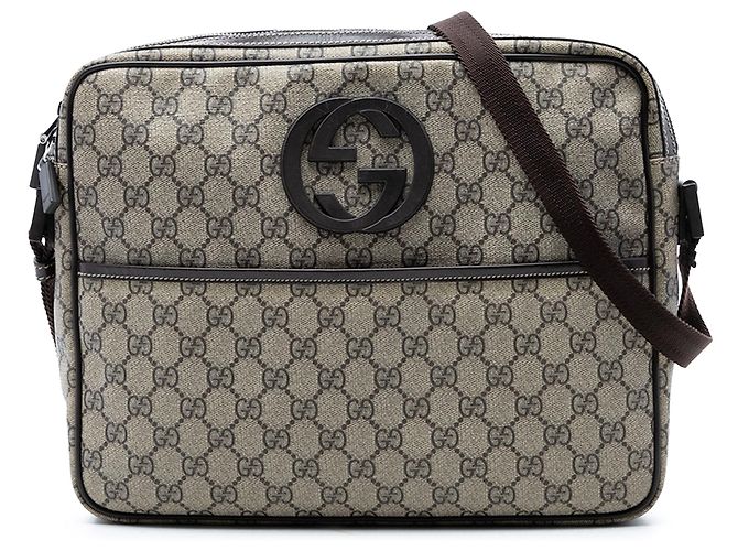 Borsa a tracolla Gucci GG Supreme Interlocking G beige