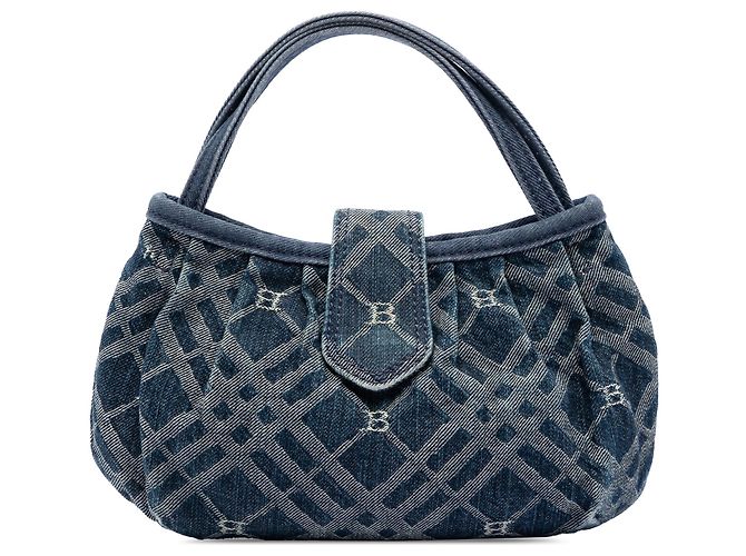 Borsa in denim Burberry Nova Check blu