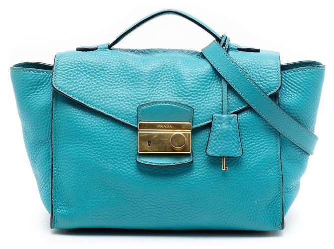 Borsa Blue Prada Vitello Daino Sound Lock