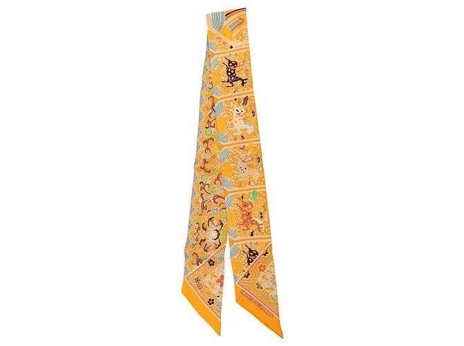 Pañuelo Twilly de seda Hermès Collections Imperiales Naranja