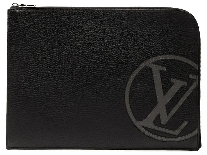 Schmucktasche Taurillon Initials Circle in Schwarz Louis Vuitton