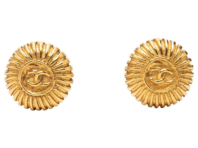 Chanel CC runde Clip-Ohrringe vergoldet Golden