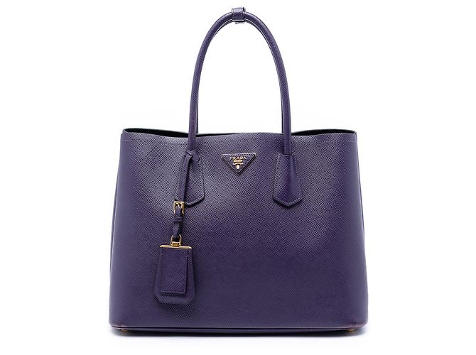 Bolsa Double Prada Medium Saffiano Cuir Roxa Roxo