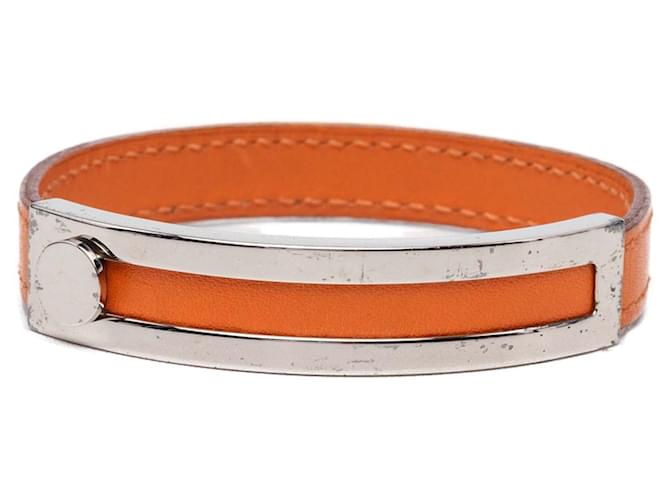 Orange Hermès Leather Pousse Pousse Bracelet 