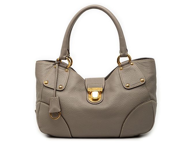 Bolsa de ombro Prada Vitello Daino cinza