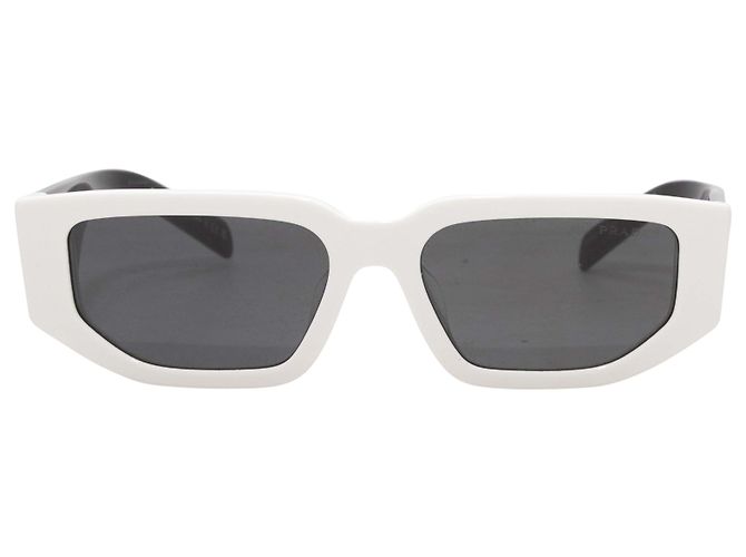White & Black Prada Color Block Rectangular Sunglasses