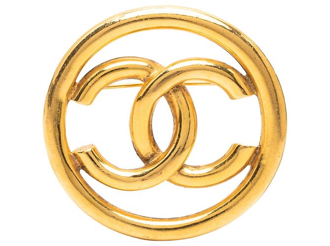 Chanel CC runde Brosche vergoldet Golden