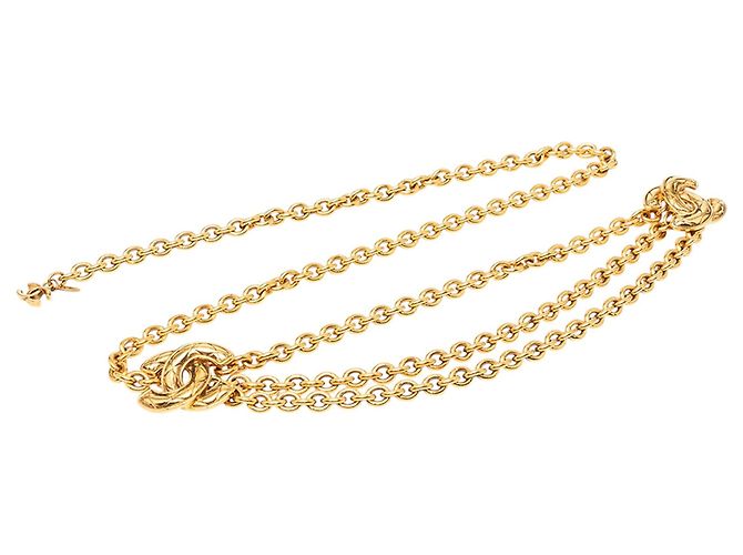 Chanel Gürtel Gold Plated Quilted CC Triple Chain Gold Golden