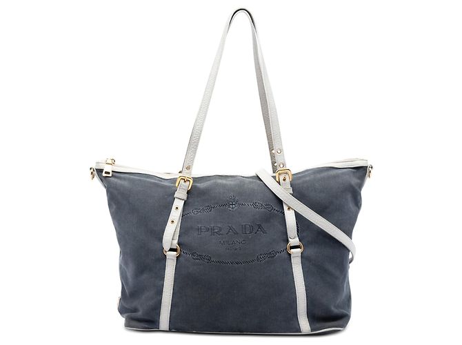 Blauer Prada Canapa Canvas Logo Satchel