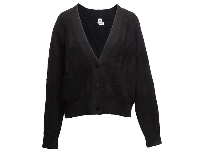 Schwarzer Hermès Cardigan aus Virgin Wool mit Hahnentritt-Muster Größe FR 36
