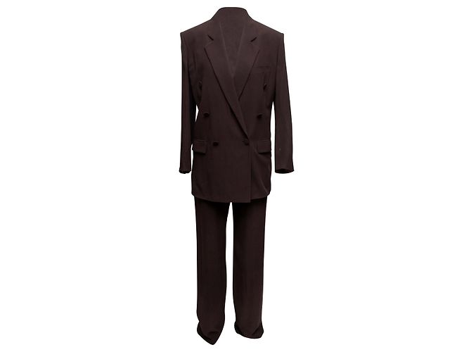 Terno de seda com abotoamento duplo marrom Saint Laurent Tamanho US S