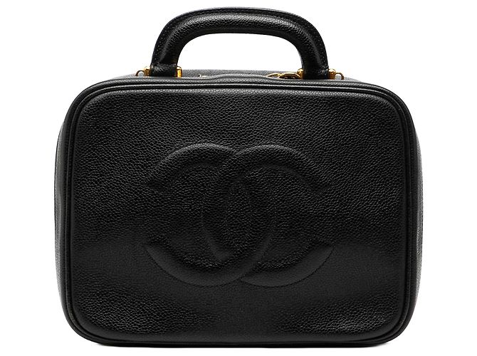 Borsa vanity Chanel CC Caviar nera Nero