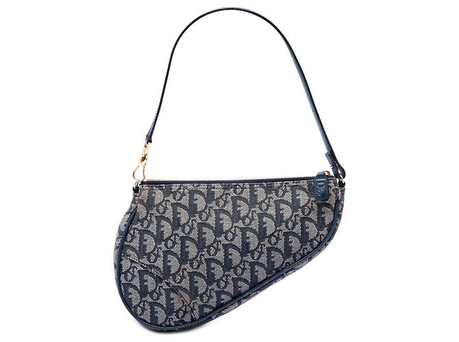 Borsa a tracolla Blue Dior Mini Diorissimo Canvas Saddle Pochette Dior