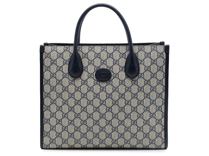 Borsa Gucci Small GG Supreme Interlocking G blu