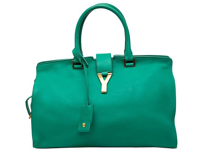 Bolsa cabas Chyc em couro de bezerro Medium verde Saint Laurent