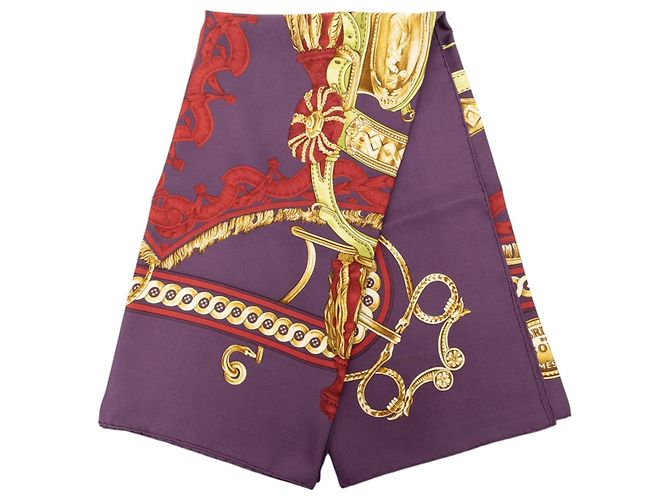 Sciarpa in seta Hermès Bride de Cour 90 viola Porpora