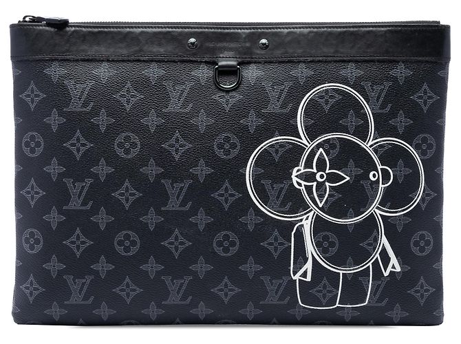 Louis Vuitton Monogram Eclipse Vivienne Apollo Pochette GM Clutch Bag Schwarz