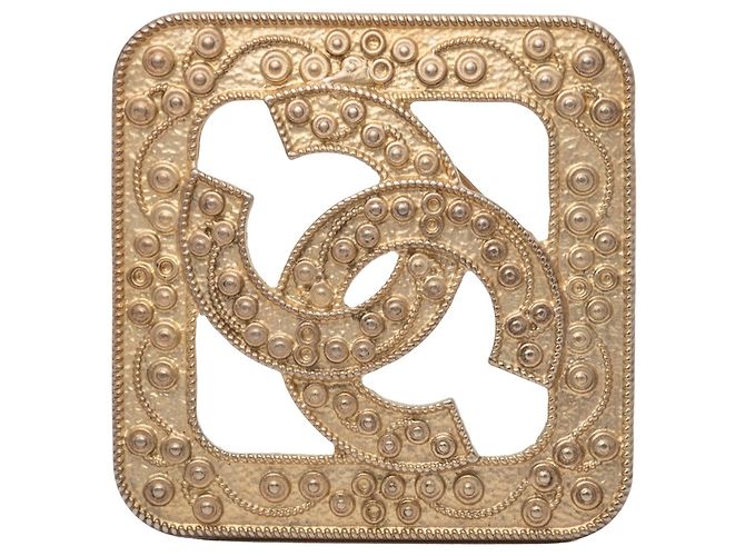 Spilla a Rombo Chanel CC placcata oro D'oro