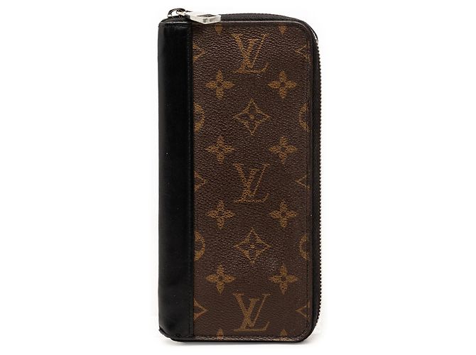 Cartera larga vertical zippy Louis Vuitton Monogram Macassar marrón Castaño