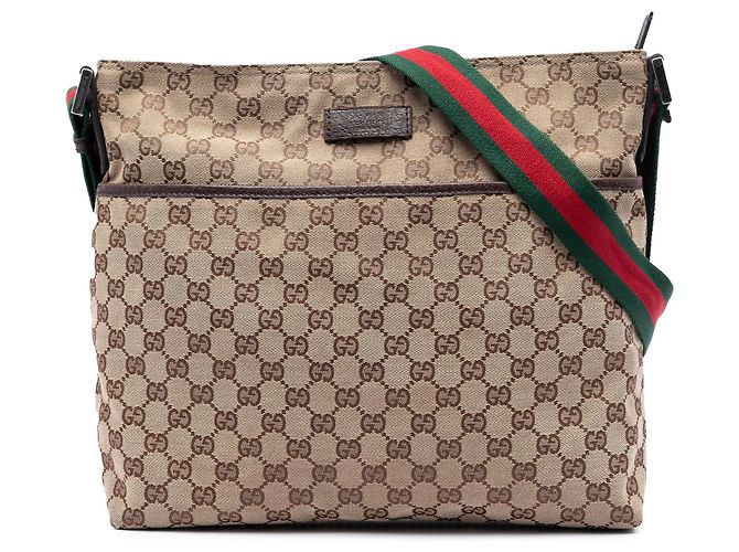 Borsa a tracolla Gucci GG Canvas Web beige