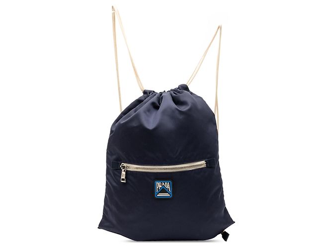 Blue Prada Tessuto Drawstring Backpack