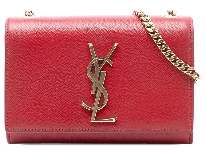 Borsa a tracolla Kate in pelle piccola con monogramma rosso Saint Laurent