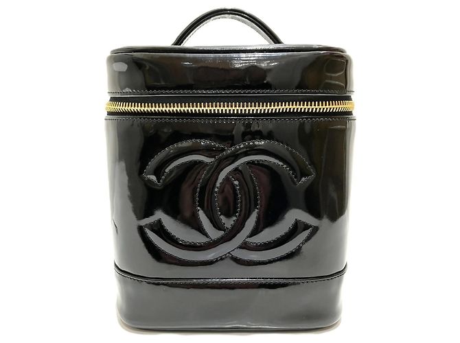 Bolsa Vanity de couro esmaltado Chanel Preto