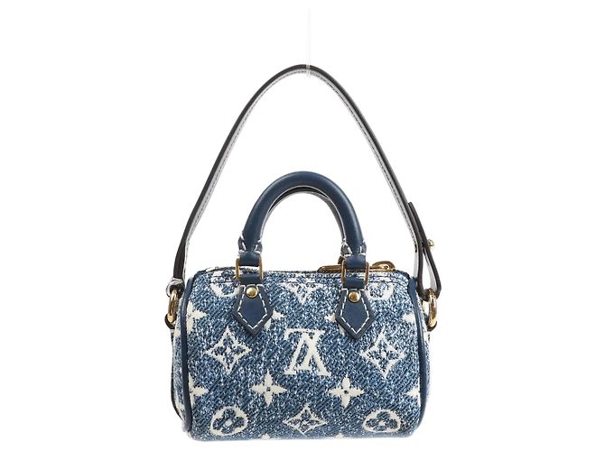Sac à main Louis Vuitton Speedy Micro Monogram Denim Bleu Bleu Marine