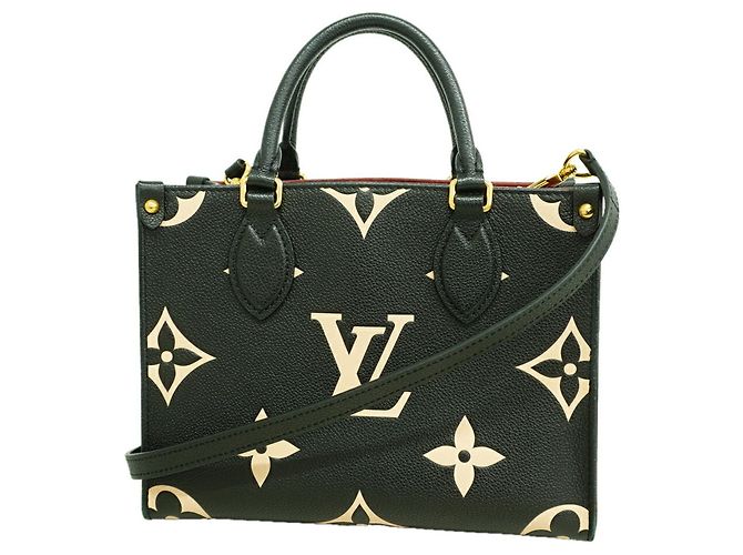 Sac à main Louis Vuitton Monogram Empreinte Bicolor OnTheGo PM Noir Beige