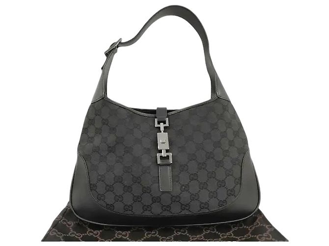 Bolsa Hobo Gucci Web Jackie O em lona GG e couro Medium Preto