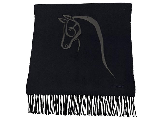 Hermès HERMES Cheval au Tre Cashmere and Leather Stole